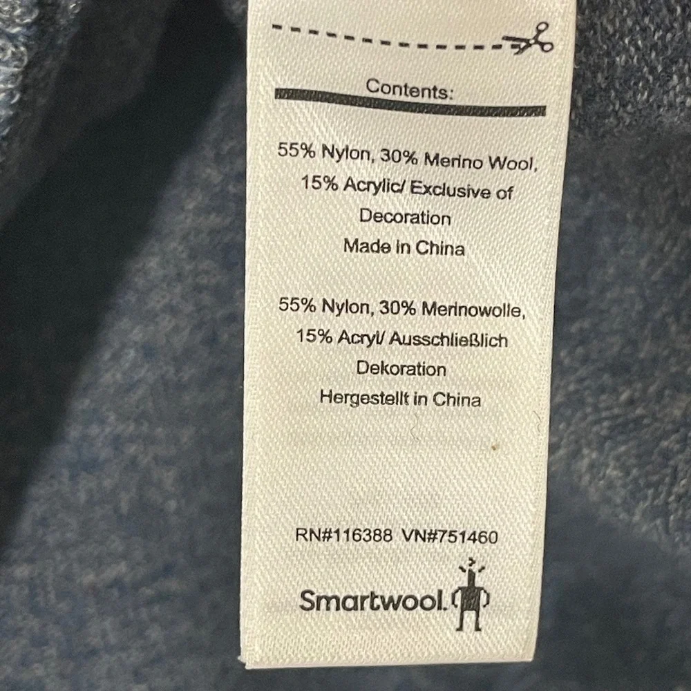 Smartwool Mens XL Blue Merino Wool Blend Quarter Zip Sweater Heathered Outdoorsy